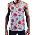 Pink Carnation Pattern Print Men's Workout Tank Top