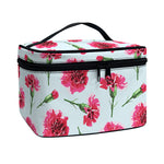 Pink Carnation Pattern Print Travel Makeup Bag