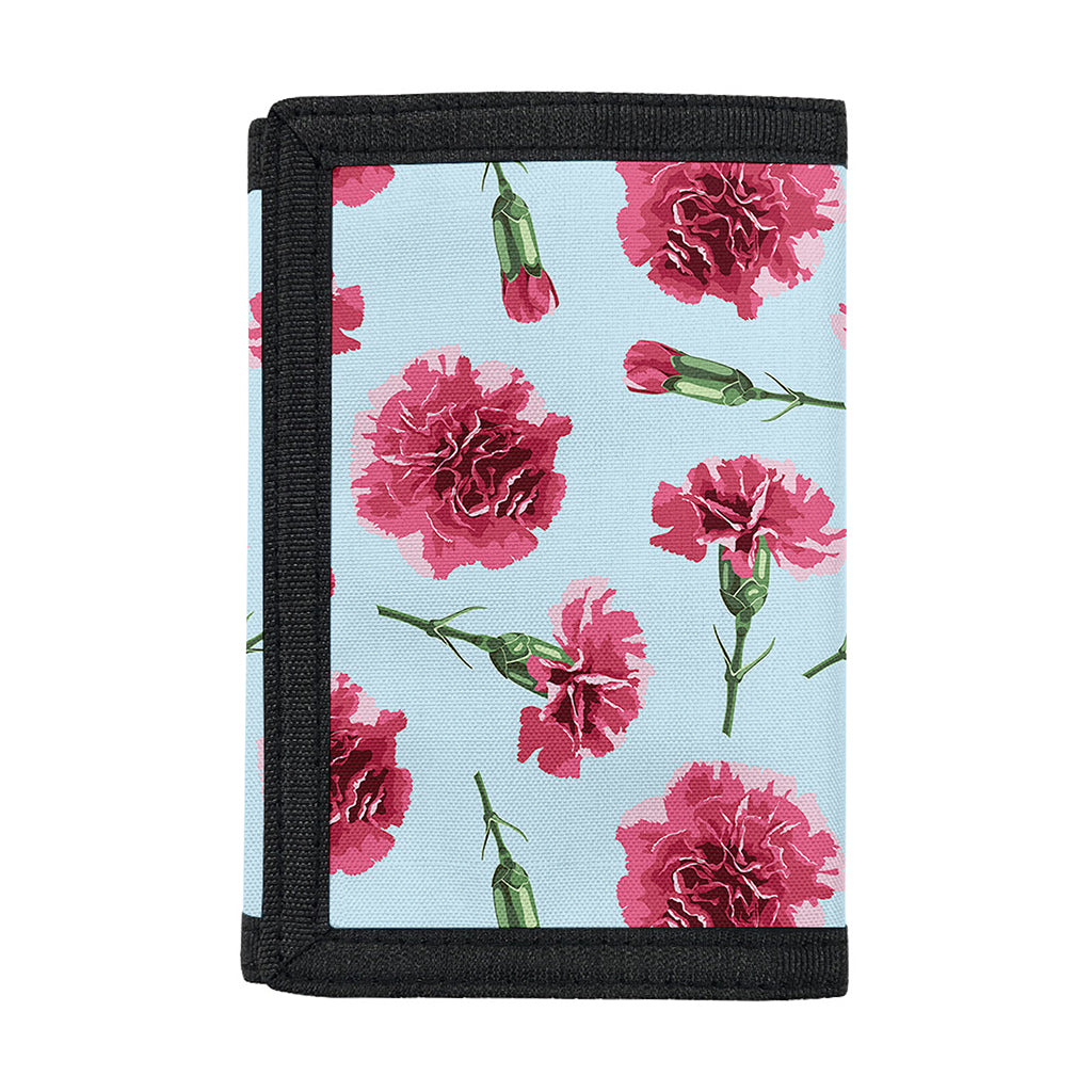 Pink Carnation Pattern Print Trifold Wallet