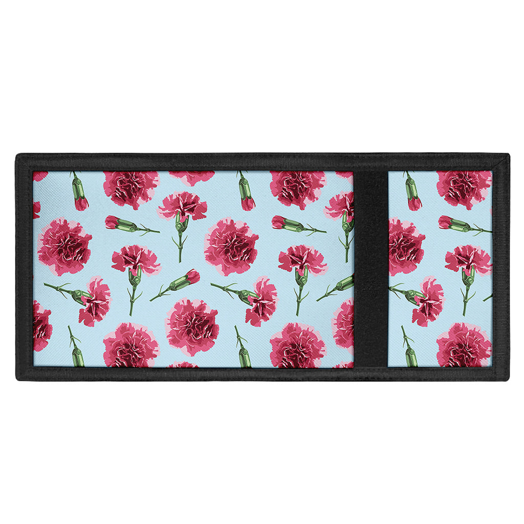 Pink Carnation Pattern Print Trifold Wallet