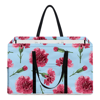 Pink Carnation Pattern Print Utility Tote Bag