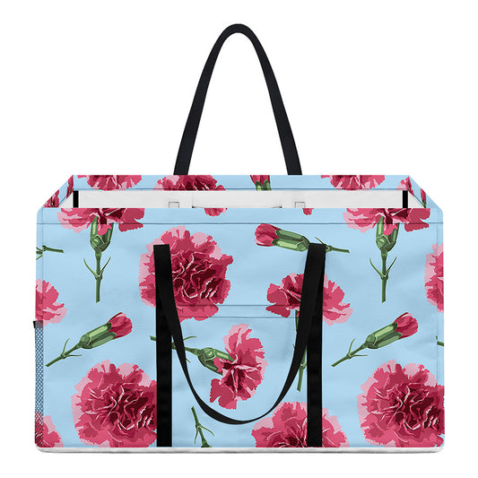 Pink Carnation Pattern Print Utility Tote Bag