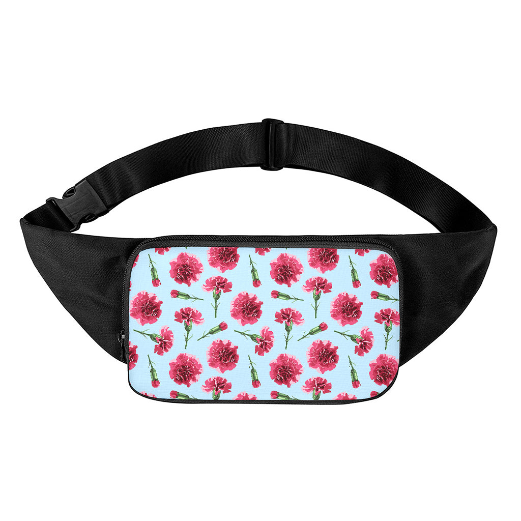 Pink Carnation Pattern Print Waist Bag