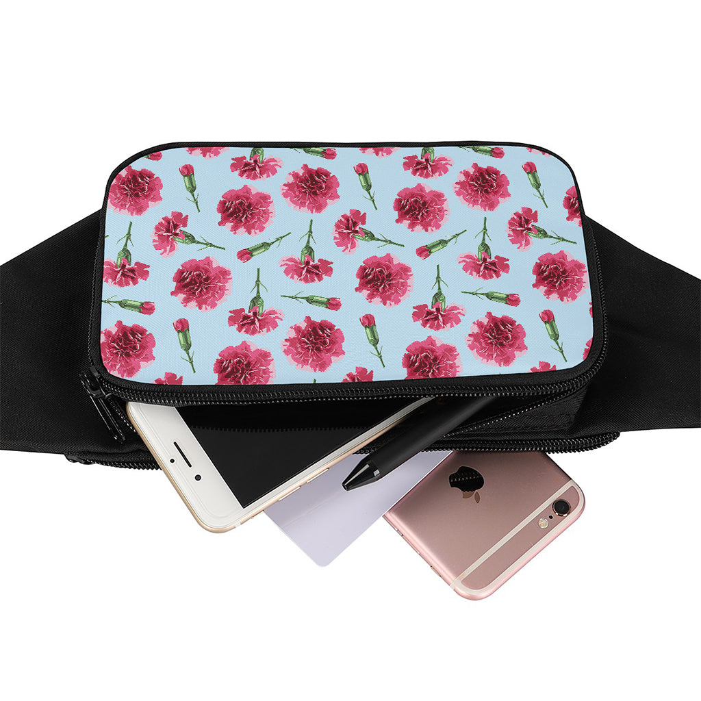 Pink Carnation Pattern Print Waist Bag