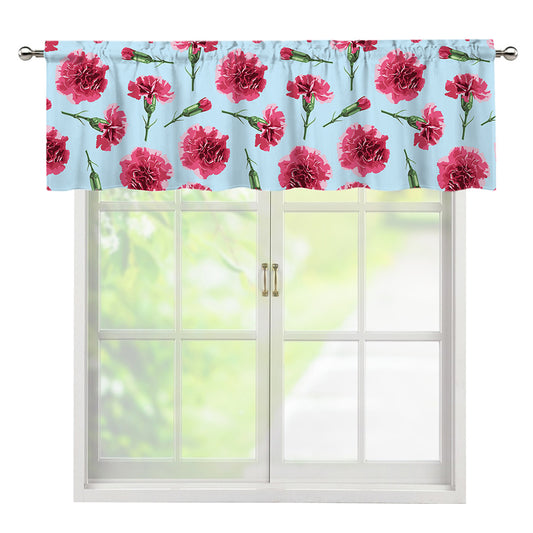 Pink Carnation Pattern Print Window Valance