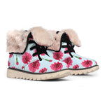 Pink Carnation Pattern Print Winter Boots