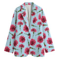Pink Carnation Pattern Print Women's Blazer