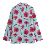 Pink Carnation Pattern Print Women's Blazer