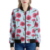 Pink Carnation Pattern Print Women's Bomber Jacket