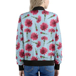 Pink Carnation Pattern Print Women's Bomber Jacket