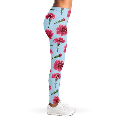Pink Carnation Pattern Print Women's Leggings