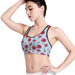 Pink Carnation Pattern Print Women's Sports Bra