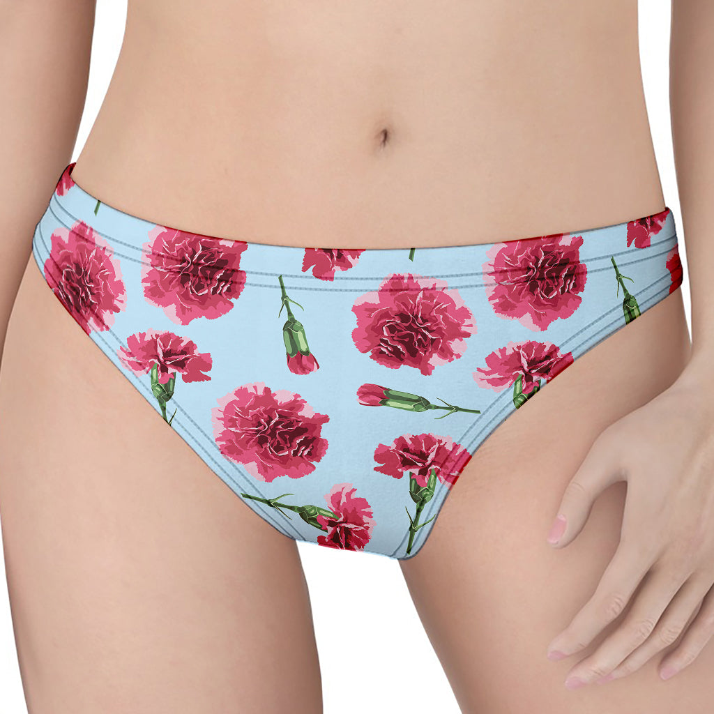 Pink Carnation Pattern Print Women's Thong