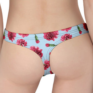 Pink Carnation Pattern Print Women's Thong