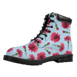 Pink Carnation Pattern Print Work Boots