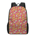 Pink Cartoon Banana Pattern Print 17 Inch Backpack