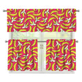 Pink Cartoon Banana Pattern Print 3 Piece Kitchen Curtains