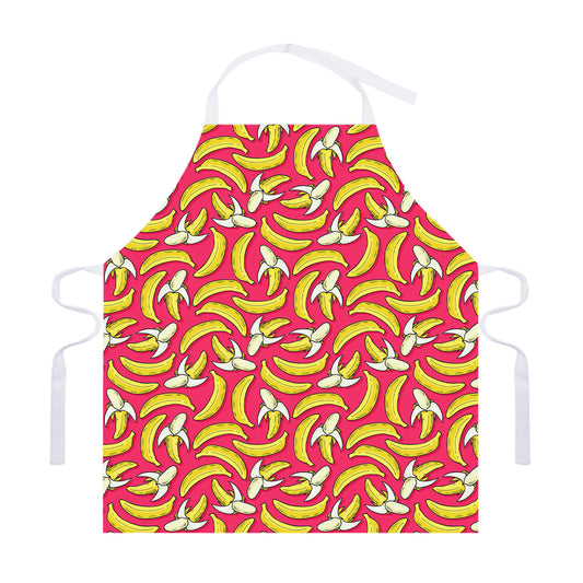 Pink Cartoon Banana Pattern Print Adjustable Apron