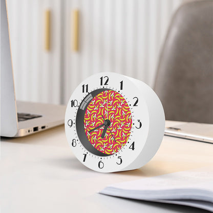 Pink Cartoon Banana Pattern Print Alarm Clock