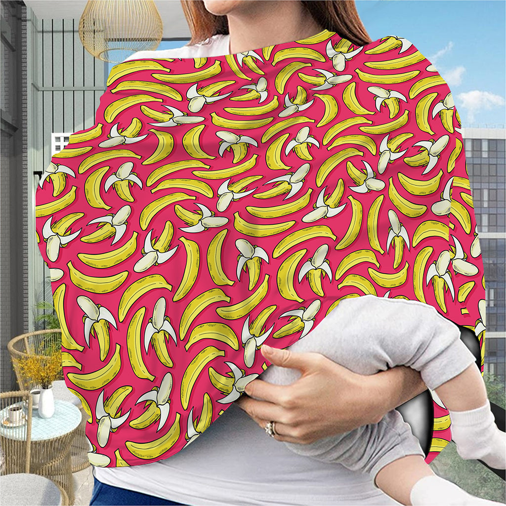 Pink Cartoon Banana Pattern Print Baby Seat Cover