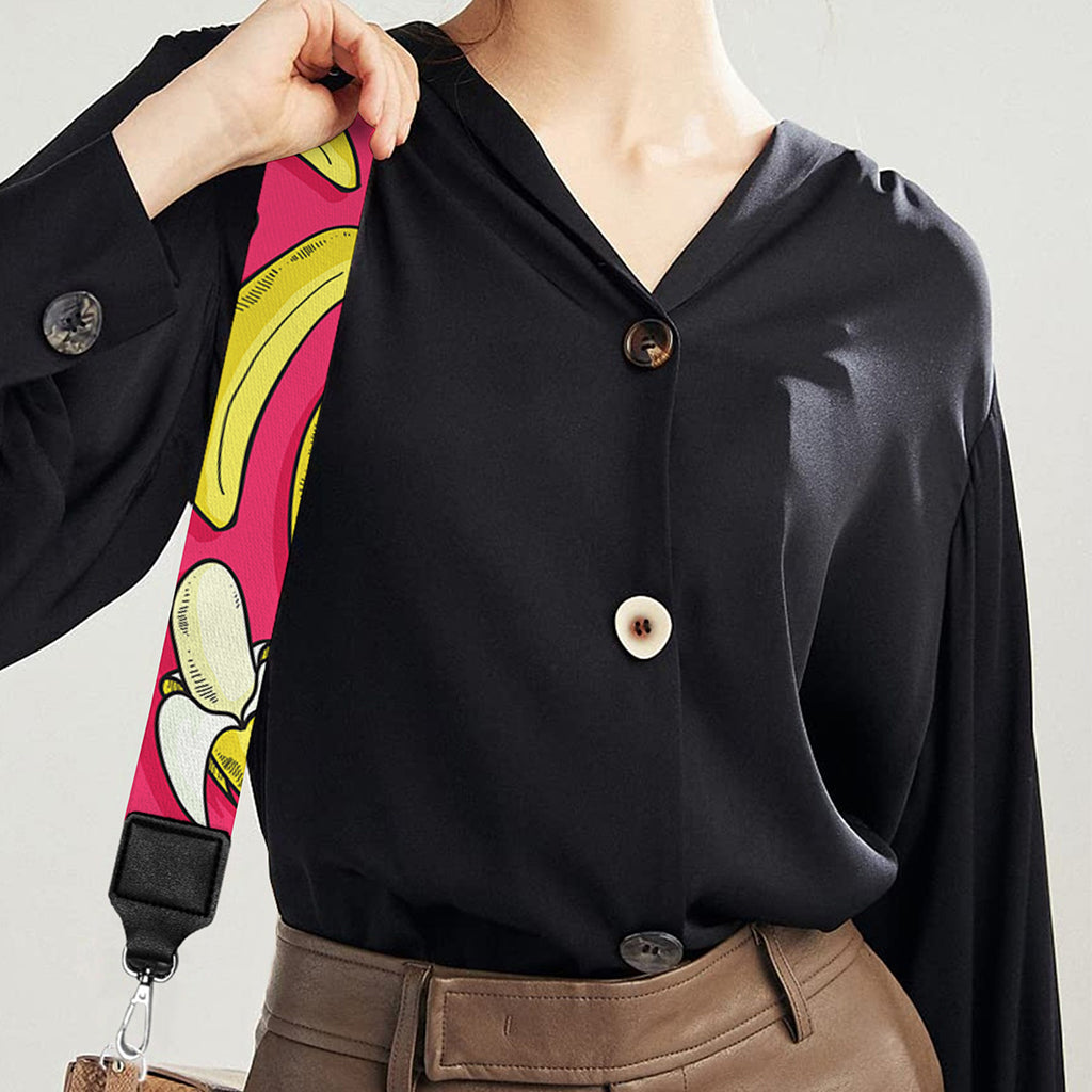 Pink Cartoon Banana Pattern Print Bag Strap