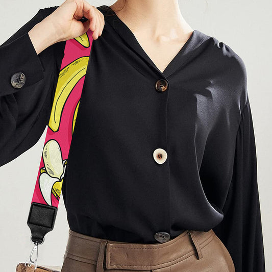 Pink Cartoon Banana Pattern Print Bag Strap