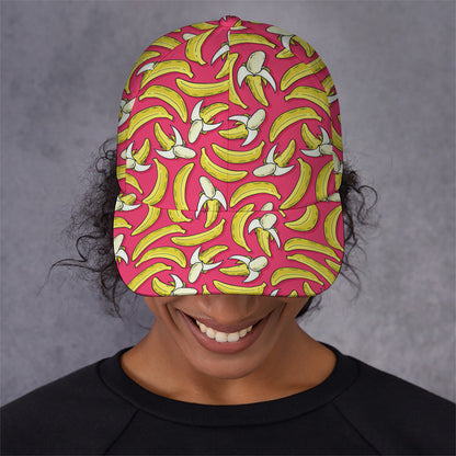 Pink Cartoon Banana Pattern Print Baseball Cap