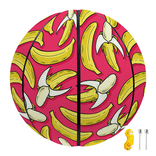 Pink Cartoon Banana Pattern Print Basketball