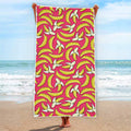 Pink Cartoon Banana Pattern Print Beach Towel