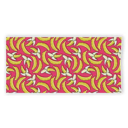 Pink Cartoon Banana Pattern Print Beach Towel