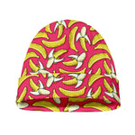 Pink Cartoon Banana Pattern Print Beanie