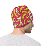 Pink Cartoon Banana Pattern Print Beanie