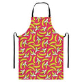 Pink Cartoon Banana Pattern Print Bib Apron With Pocket