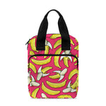 Pink Cartoon Banana Pattern Print Bible Tote Bag