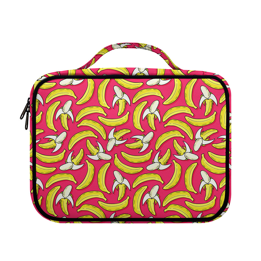 Pink Cartoon Banana Pattern Print Briefcase Bible Bag