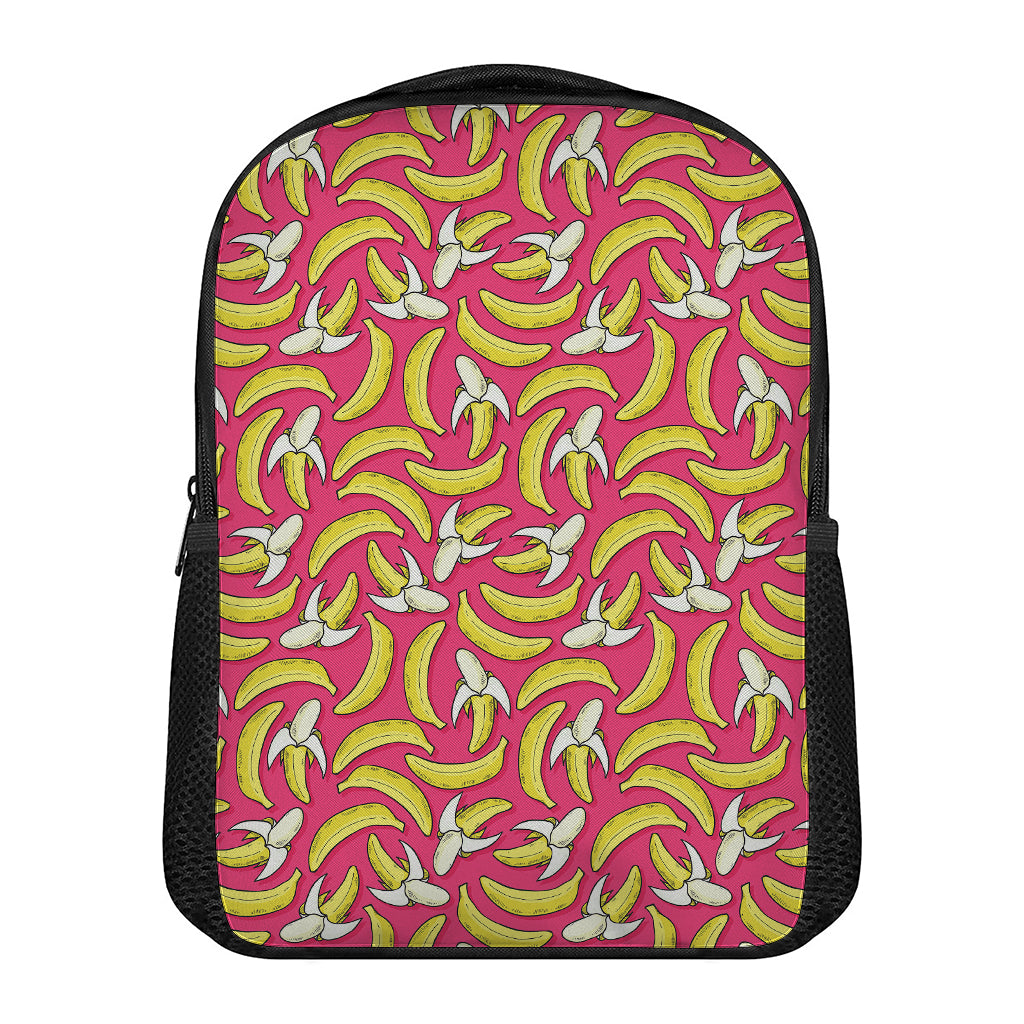 Pink Cartoon Banana Pattern Print Casual Backpack