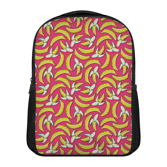Pink Cartoon Banana Pattern Print Casual Backpack