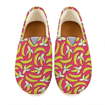 Pink Cartoon Banana Pattern Print Casual Shoes