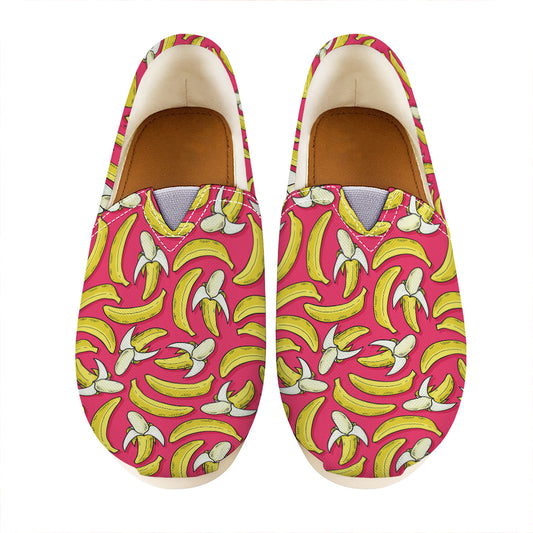 Pink Cartoon Banana Pattern Print Casual Shoes