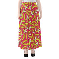 Pink Cartoon Banana Pattern Print Chiffon Maxi Skirt