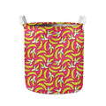 Pink Cartoon Banana Pattern Print Collapsible Laundry Basket