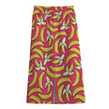 Pink Cartoon Banana Pattern Print Cotton Front Slit Maxi Skirt