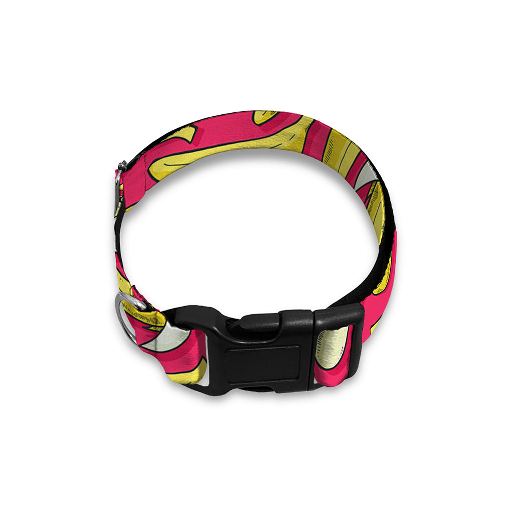Pink Cartoon Banana Pattern Print Dog Collar