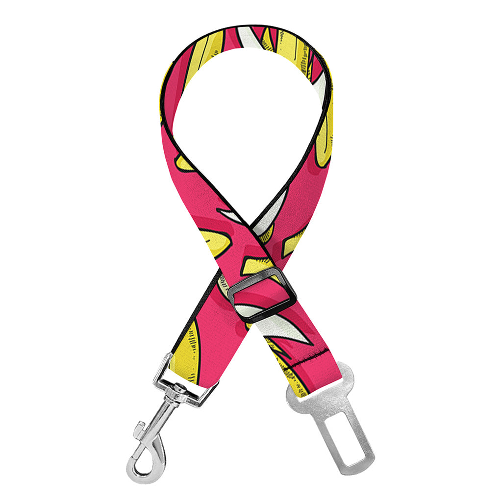 Pink Cartoon Banana Pattern Print Dog Seat Belt