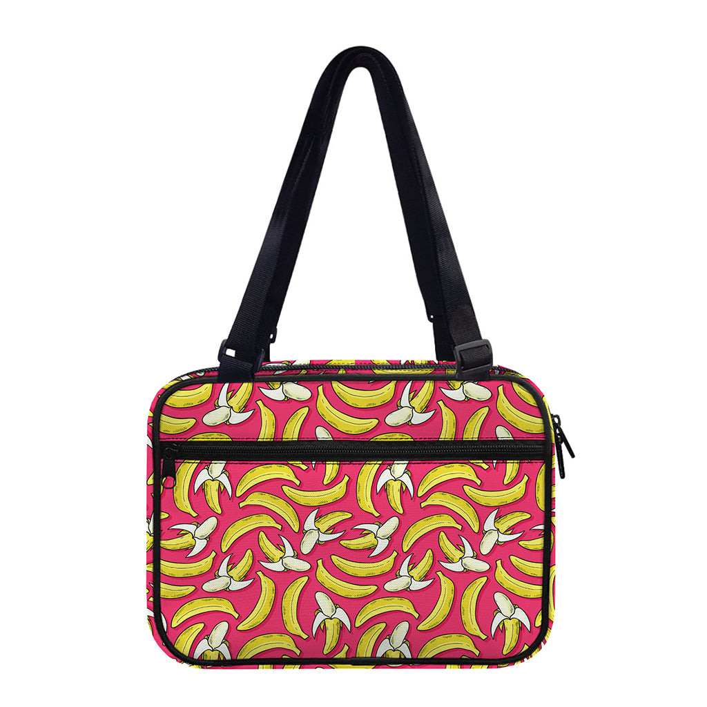 Pink Cartoon Banana Pattern Print Double Strap Bible Bag