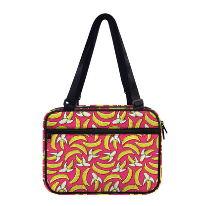 Pink Cartoon Banana Pattern Print Double Strap Bible Bag