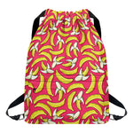 Pink Cartoon Banana Pattern Print Drawstring Backpack