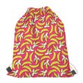 Pink Cartoon Banana Pattern Print Drawstring Bag