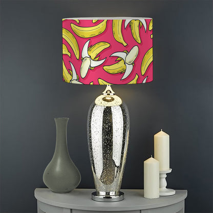 Pink Cartoon Banana Pattern Print Drum Lamp Shade
