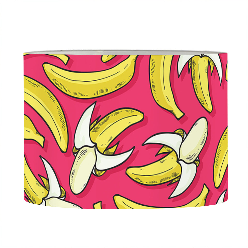 Pink Cartoon Banana Pattern Print Drum Lamp Shade